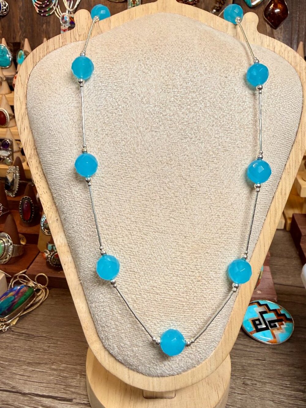 Blue Chalcedony Liquid Silver necklace